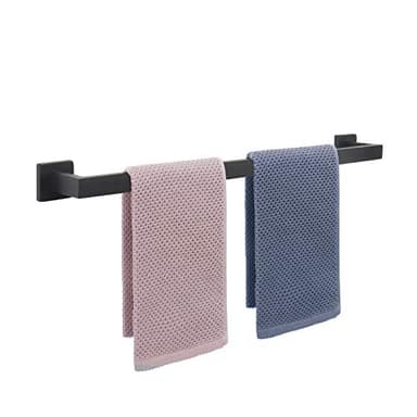 NearMoon Towel Bar, Bath Accessories Premium Thicken Stainless Steel Square Shower Towel Rack for Bathroom, Towel Holder Wall Mounted(1 Pack, Matte Black, 24 Inch) - Image 1