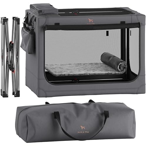 Noah & Paw Collapsible Dog Crate 36 Inches, XL Dog Crate for XL, Large Medium Breed, Travel Kennel for Car, Includes Pet Mat for Pet Cage, 2 Storage Pockets, Handbag, 10mm Locking Zippers 36*25*23 - Image 1