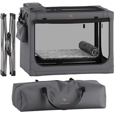 Noah & Paw Collapsible Dog Crate 36 Inches, XL Dog Crate for XL, Large Medium Breed, Travel Kennel for Car, Includes Pet Mat for Pet Cage, 2 Storage Pockets, Handbag, 10mm Locking Zippers 36*25*23 - Image 1
