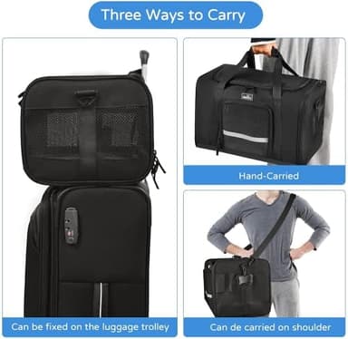 Wakytu Dog Carriers for Small Dogs, Cat Carrier Travel, Expandable, Collapsible, 900D High Density Oxford Cloth, Wear-Resisting, Anti Tearing, Reflective Tape,Safety Lock Zipper - Image 8