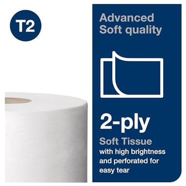 Tork Mini Jumbo Toilet Paper Roll White T2, Advanced, 2-Ply, 12 x 751', 12024402 - Image 3