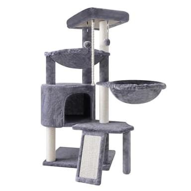 Xin Three Layer Cat Tree with Cat Condo and Two Hammocks,Grey - Image 2