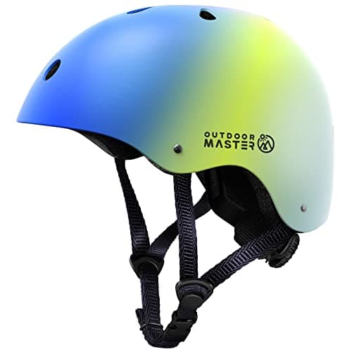 OutdoorMaster Youth & Kids Bike Helmet - Adjustable Multi-Sports Skateboard Helmet with Removable Liners for Balance Bike, Toddler Scooter, One Wheel Hoverboard - Blue Shades - S - Image 1