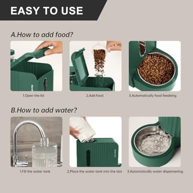 Gardner Pet Automatic Gravity Pet Feeder, 0.8 Gallons*2 Dog Feeder and Water Dispenser Set 100% BPA-Free, 2-in-1 Gravity Feeder with Stainless Steel Bowl for Dogs, Cats, Rabbits, Puppies (Green) - Image 6