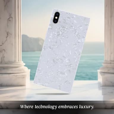 Cocomii - Rectangle Case Compatible with iPhone Xs/X - Opalescent Pearl, Glitter Sparkle, Glossy, Women Girls Men, Protective Phone Case for iPhone Xs/X 5.8 inch, White - Image 5