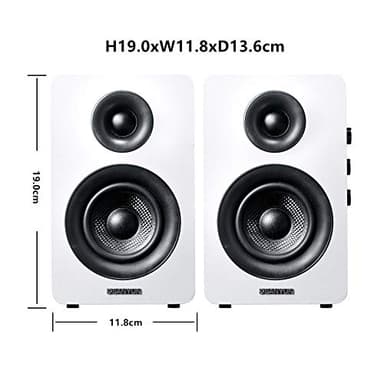 Sanyun SW208 3" Active Bluetooth 5.0 Bookshelf Speakers – 60W Carbon Fiber Speaker Unit - Built-in 24bit DAC Dynamic 3D Surround Sound 2.0 Computer PC Monitor Gaming (Pair, White) - Image 2
