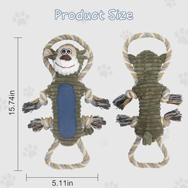 Funny Plush Dog Chew Toys, Squeaky Dog Toys, Interactive Tug of War Puppy Toys, Stuffed Dog Toys for Small, Medium and Large Dogs - Monkey - Image 7