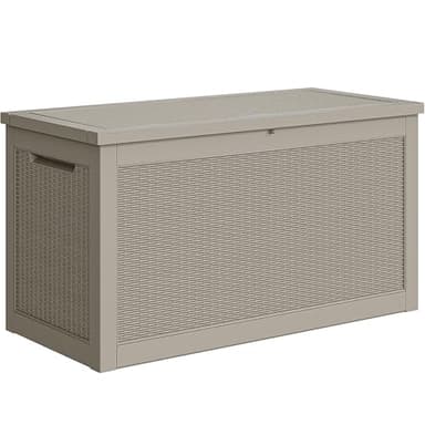 YITAHOME 260 Gallon XXL Large Deck Box, Outdoor Resin Storage Box, Lockable Storage Container for Patio Cushions, Furniture, Garden Tools, Water Resistant (Brown) - Image 1