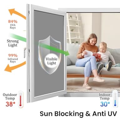 One Way Privacy Window Film - Reflective Sun Blocking Window Tint Clings for Daytime Privacy & UV Protection, Includes 3 Tools, Silver(35.4"x78.7") - Image 2
