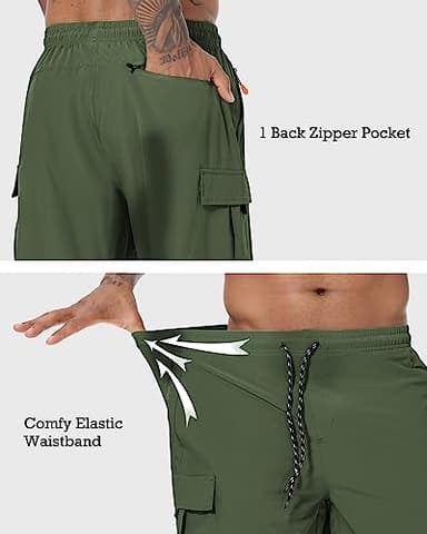 Men's Cargo Shorts Quick Dry Lightweight Stretch Hiking Shorts for Men with 5 Pockets No Lining Olive - Image 6
