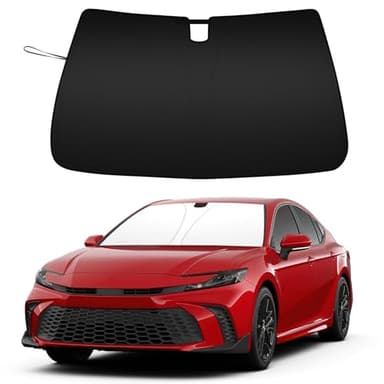 Car Windshield Sun Shade for 2025 2026 Toyota Camry| Front Window Sun Visor| 310T Reflective Polyester| UV Heat Insulation Protection| Foldable Sunshade with Storage Pouch - Image 1