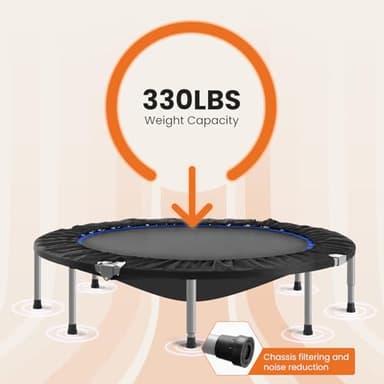 Sweetcrispy 40" in/48 in Mini Fitness Trampoline - 330LBS Foldable Exercise Rebounder with Adjustable Handle, Stable and Quiet, for Adults Indoor/Outdoor Workout - Image 3