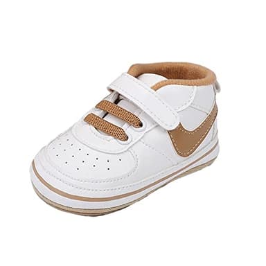 Clowora Unsex Baby Shoes Boys Girls Infant Sneakers Non-Slip Soft Rubber Sole Toddler Crib First Walker Lightweight Shoes (A03/Khaki,6-12 Months) - Image 6