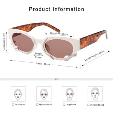 Appassal Trendy Snake Sunglasses for Women Men Vintage Cateye Y2k Sunnie AP3621,Beige/Red/Silver Snake - Image 5