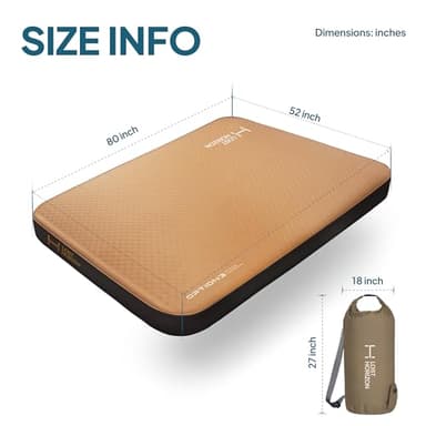 LOSTHORIZON Air & Foam Camping Mattress, Self-Inflating Sleeping Pad, 4.5" Thick, with Pump Sack, Full - Image 8