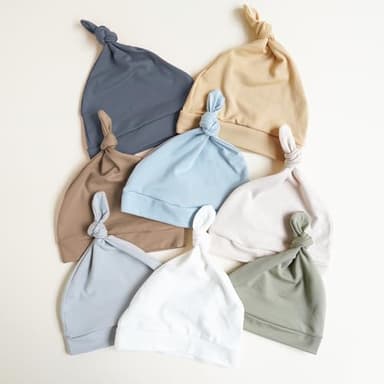 Konssy 8 Pack Baby Newborn Hats Set Knot Beanie Hats Soft for Infant Baby Girls Boys Caps 0-6 Months - Image 7