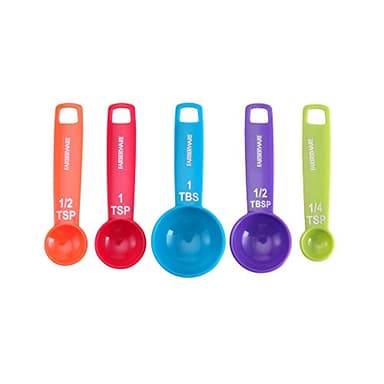 Farberware Set of 5 Measuring Spoons, Perfect for Measuring Both Wet and Dry Indgredients, Includes Detachable Ring for Optimal Storage and Organization, Dishwasher Safe, Assorted - Image 2