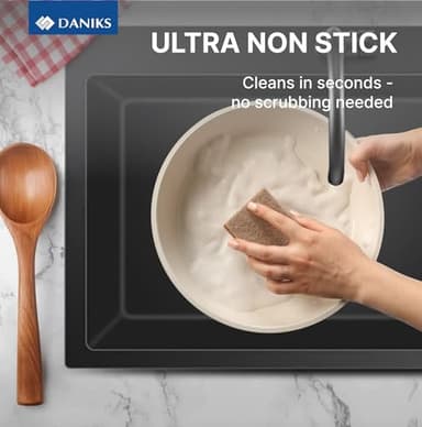 Daniks 9-Piece Nonstick Cookware Set, Ceramic Induction Pots and Pans with Detachable Silicone Handles, Oven & Dishwasher Safe, Black - Image 8