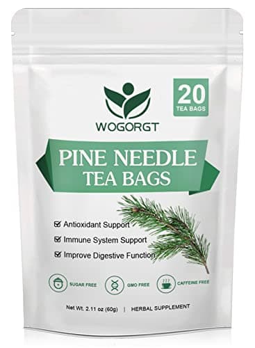 Pine Needle Tea Bags - Organic Dried Pine Needle Herbal Tea for Immune Support & Antioxidant, Caffeine Free, Natural Suramin, 20 Tea bags - Image 1