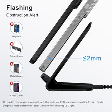 Samsung S25 Fast Wireless Charger Stand,15W Cordless Wireless Charging Station with 18W Adapter for Samsung Galaxy S25/S24 Ultra/S23 FE/S22/S21/iPhone 17 Pro Max 16 15 14/Google Pixel 10 Pro - Image 4