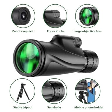 Monocular Telescope 80 x 100 High Powered Monoculars for Adults with Tripod, Monocular for Smartphone Suitable for Bird Watching Larger Vision Monoculars for Adults with BAK4 Prism & FMC Lens - Image 6