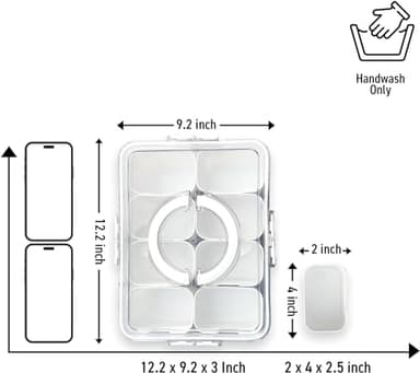 HRXFOZ Divided Serving Tray with Lid and Handle,8 Compartments Snacks Box,Snack Fruit and Veggie Tray,Portable Platter for Candy Fruits Nuts Snack Party Entertaining Picnic (1 PCS) - Image 3