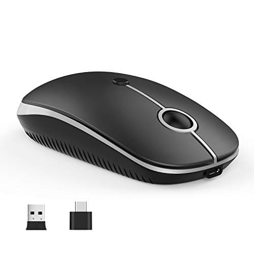 Type C Wireless Mouse，Vssoplor USB C MacBook Wireless Mouse Dual Mode 2.4G Cordless Mice with Nano USB and Type C Receiver Compatible with PC, Laptop, MacBook and All Type C Devices-Black and Silver - Image 1