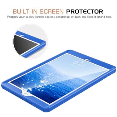 MoKo Case Fit 2018/2017 iPad 9.7 6th/5th Generation - [Heavy Duty] Shockproof Full Body Rugged Hybrid Cover with Built-in Screen Protector Compatible with Apple iPad 9.7 Inch 2018/2017, Blue Wave - Image 5
