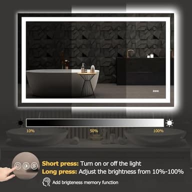 Hivone 55X30 LED Bathroom Mirror with Lights, Anti-Fog, Dimmable, Backlit + Front Lit, Smart Bathroom Vanity Mirror, Memory Function, Shatterproof, Tempered Glass (Horizontal/Vertical) - Image 5