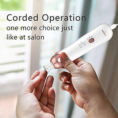Professional Manicure Pedicure Kit, Electric Nail File Set, Cordless Electric Nail Drill Machine, 5 Speeds Hand Foot Care Tool for Nail Grind Trim Polish(White) - Image 6