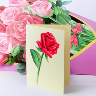 Pop Up Flower Card, 3D Greeting Card – Red Rose Bouquet – For Wife, Girlfriend – Romantic Gift for Anniversary, Valentine’s Day - Image 8