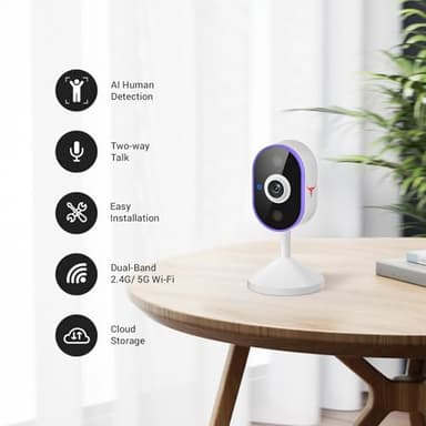 SizzChat Security Cameras Wireless, Indoor Home Camera with 2-Way Audio, Smart AI Human Detection, Color Night Vision, Cloud Storage, 2.4G WiFi - Image 2