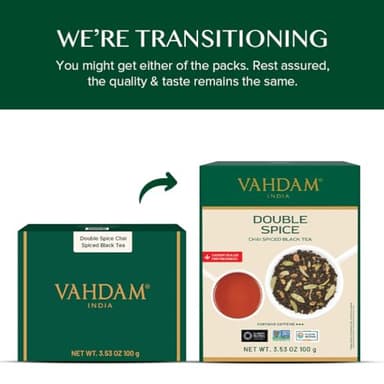 VAHDAM, Double Spice Masala Chai Tea (50+ Cups, 3.53oz) Strong, Robust & Spicy Blend - Black Tea CTC, Cardamom, Cinnamon, Cloves & Black Pepper | Pure Unblended Loose Leaf Tea | Vacuum Sealed - Image 2