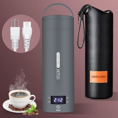 Travel Electric Kettle Portable Small Mini Tea Coffee Kettle Water Boiler, Water Heater with 4 Temperature Control,304 Stainless Steel with Auto Shut-Off & Boil Dry Protection, BPA-Free (Grey) - Image 1