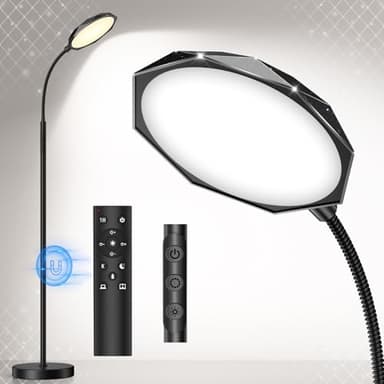 Floor Lamp, 18W Bright LED Floor Lamps for Living Room with Diamond-Surface, Stepless Adjustable Colors & Dimmer Standing Lamp with Timer, Remote & Touch Control, Reading Lights for Bedroom, Office - Image 1