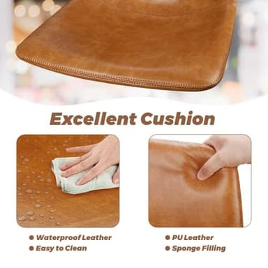 Aowos Bar Stools Set of 2, Modern Counter Height Bar Stools with Back, 26 inch Faux Leather Bar Stools with Metal Legs and Footrest, Urban Armless Dining Chairs for Kitchens Island (Brown) - Image 7