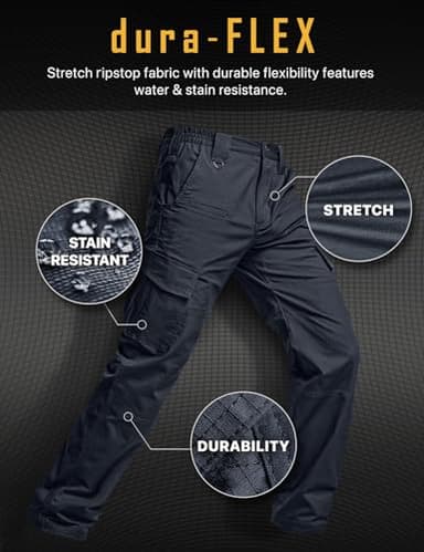 CQR Men's Flex Ripstop Tactical Pants, Water Resistant Stretch Cargo Pants, Lightweight EDC Hiking Work Pants, Dura Flex Operator Navy, 28W x 30L - Image 6
