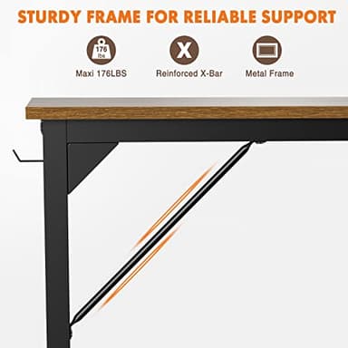Computer Desk Small Office Desk 40 Inch Writing Desks Small Space Desk Study Table Modern Simple Style Work Table with Storage Bag Headphone Hook Wooden Tabletop Metal Frame for Home, Bedroom - Image 7