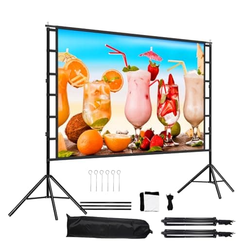 lejiada Projector Screen and Stand, 100'' Upgraded Large Projection Screen Anti Crease with Carry Bag for Party Home Movie Nights, Film Festivals, Business Presentations, Meetings,Outdoor - Image 1