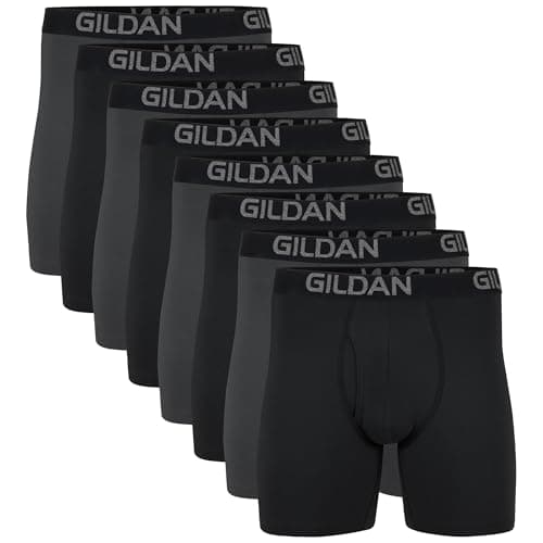Gildan Men's Underwear Cotton Stretch Boxer Briefs, Multipack, Black Soot/Charcoal Sky (8-Pack, Regular Leg) - Image 1