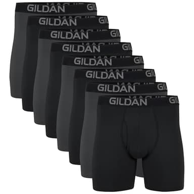 Gildan Men's Underwear Cotton Stretch Boxer Briefs, Multipack, Black Soot/Charcoal Sky (8-Pack, Regular Leg) - Image 1