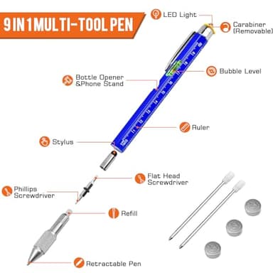 Fathers Day Dad Gifts for Husband from Wife, Tool Presents for boyfriend Men, 9 in 1 Multi Tool Pen, Fathers Day Birthday Christmas Stocking Stuffers for Men Grandpa Him - Image 2