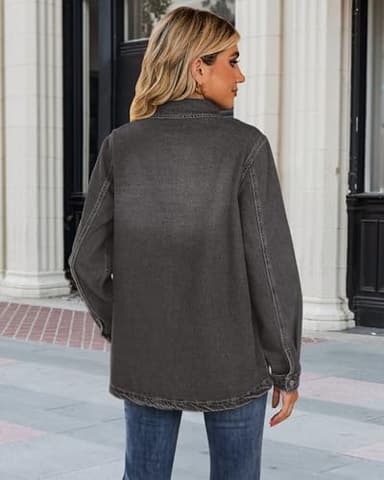 luvamia Button Up Shirt Women Casual Button Down Shirts For Women Black Jacket Women Jean Jacket Fall Jackets For Women Shirts Casual Summer Womens Denim Shirt Size Medium Size 8 10 - Image 4