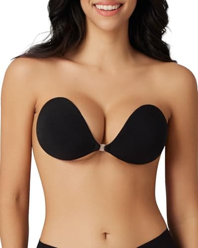 Niidor Sticky Bra Backless Invisible Stick on Bra Push up Strapless Women's Adhesive Bras Ladies Invisible Bras Dark Black - Image 1