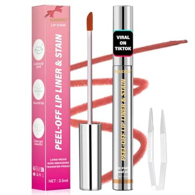 nakido Lip Stain - Lip Stain Peel Off | Waterproof, Transfer-Resistant, Smudge-Proof | Precise Application, One-Peel Finish | Long Lasting Lip Liner Stain for All-Day Color Hold（Coral Pink） - Image 1