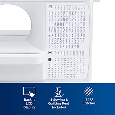 Brother Sewing and Quilting Machine, Computerized, 165 Built-in Stitches, LCD Display, Wide Table, 8 Included Presser Feet, White, 20x12x17 - Image 5