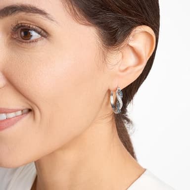 Amazon Essentials .925 Sterling Silver Rhodium Plated Crystal Twisted Hoop Earrings for Women, Hypoallergenic Nickel-Free, Lightweight Hoops with Click Post Closure - Image 3