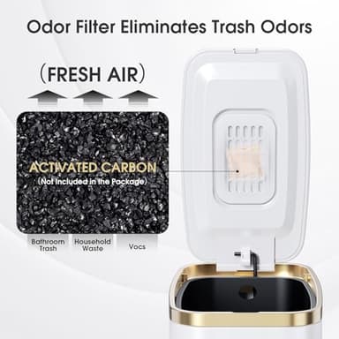 CEROELDA Small Bathroom Trash Can with Lid Soft Close-5L/1.3 Gal Slim Garbage Can-Metal Step Wastebasket-Rectangle Narrow Waste Bin for Office, Bedroom, Toilet, Live Room (White) - Image 4