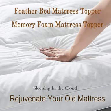 WhatsBedding Duck Feather Bed Mattress Topper, 100% Cotton Memory Foam Mattress Topper, 2500GSM Overfilled Pillow Top, Hotel Collection - Image 4
