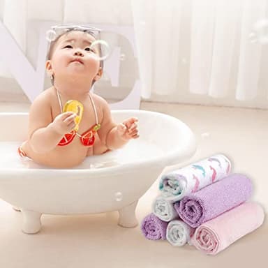 softan Baby Washcloths, 24Pack Baby Wash Cloths Extra Soft & Ultra Absorbent, Baby Towels and Washcloths Face Towel Unisex for Boys Girls Body, Washclothes Gentle on Sensitive Skin, 9x9 Pink Whale - Image 6